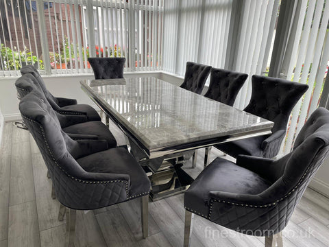 Grey Arial Dining Table With Dark Grey Majestic Chairs