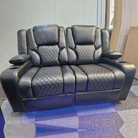 Orlando Leather Electric Recliners Sofa With Cupholders - 3+2 Seater Sofa/LED Lights/Wireless Charging/USB Charging Ports