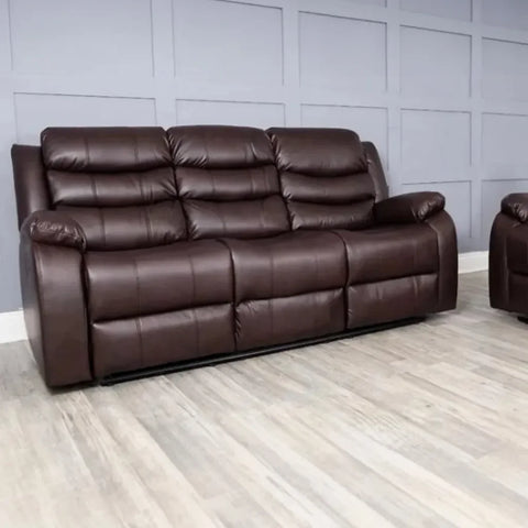 Roma Leather Recliner Sofa 3+2 Seater With Cup Holder Black/Grey