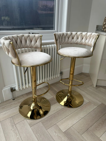 Camelia Luxury Cream & Gold Bar Stool