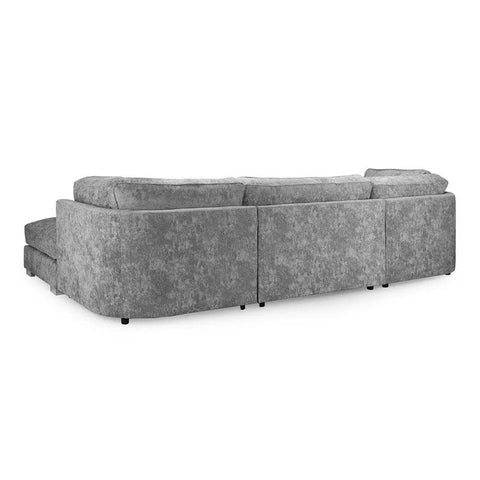 Bishop U Shape High Back Sofa Set Grey | Premium High Back Chenille Fabric Lounge Suite | Modular Sectional Couch with Footstool