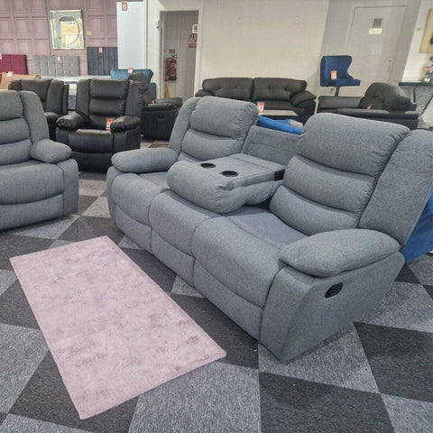 Roma Fabric Recliner Sofa 3+2 Seater Grey
