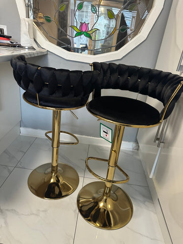 Camelia Luxury Black & Gold Bar Stool