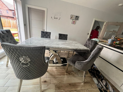 Grey Marble Milan Table with DG Majestic Chairs