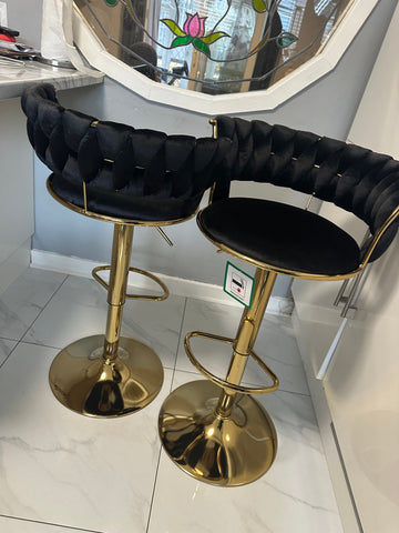 Camelia Luxury Black & Gold Bar Stool