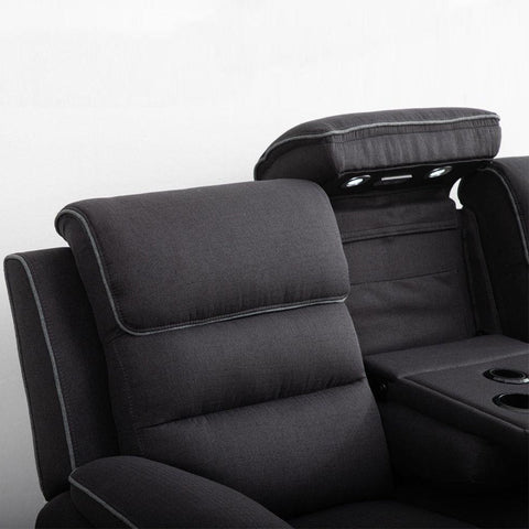 Milano 3+2 Electric Recliner Sofa Set – Fabric Sofa with USB-C, Wireless Charging, LED Lights & Cup Holders