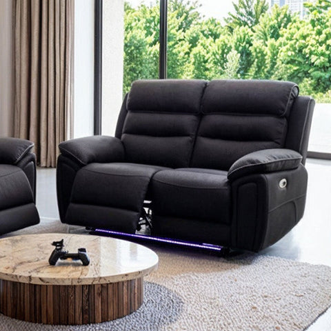 Milano 3+2 Electric Recliner Sofa Set – Fabric Sofa with USB-C, Wireless Charging, LED Lights & Cup Holders