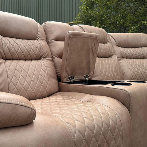 Halifax Leather Electric Recliner Corner Sofa (Black,Grey,Beige)-USB Ports/LED LIGHTS/CUP HOLDERS
