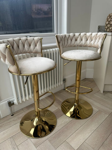 Camelia Luxury Cream & Gold Bar Stool