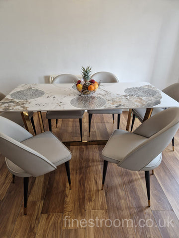 Pandora Lucein Dining Table With Astra Beige Chairs