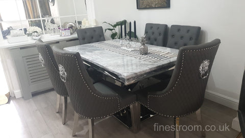 Grey X Table with Leather Majestic Chairs