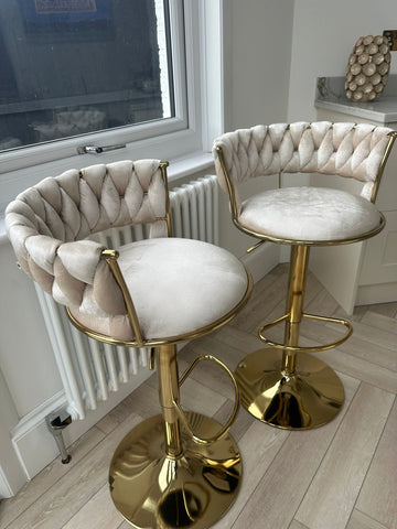 Camelia Luxury Cream & Gold Bar Stool