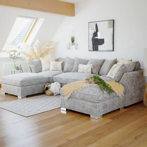 Bishop U-Shape Kensigton Scatter Back Moveable Footstools Rolled Arms Sofa