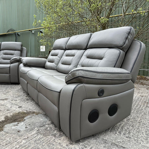 Hafsa Music Leather Electric Recliners 3+2 Seater Sofa (Black, Grey,Brown) Bluetooth Speakers/LED LIGHTS/WIRELESS CHARGER