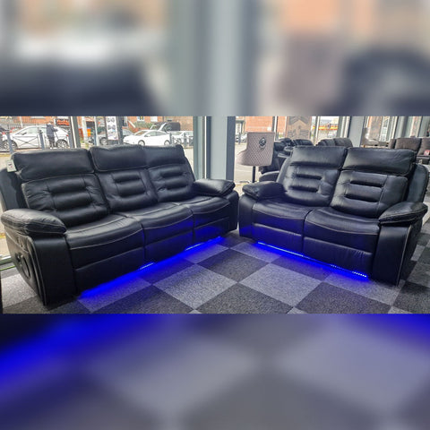 Hafsa Music Leather Electric Recliners 3+2 Seater Sofa (Black, Grey,Brown) Bluetooth Speakers/LED LIGHTS/WIRELESS CHARGER
