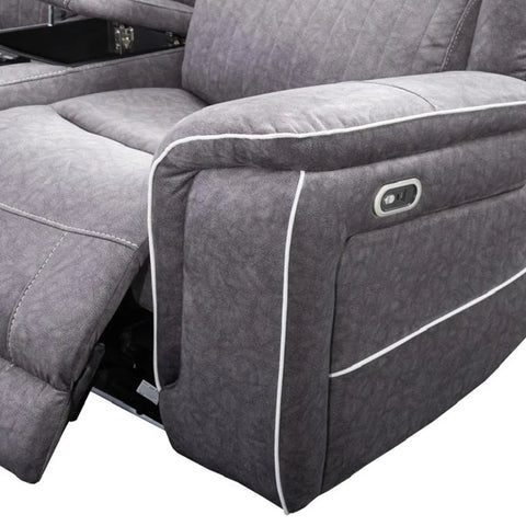 Hannah Grey Microfibre Electric Recliner 3+2 Seater Sofa Set with USB Charging, LED Lights & Bluetooth Speakers