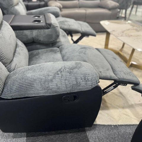 Rio Cord Fabric Recliner 3+2 Seater Sofa Grey