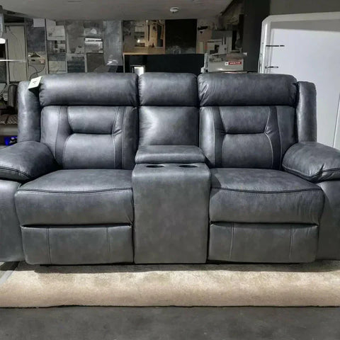 Nova Leather Electric Recliner Sofa Set – 2+2 Seater in Elephant Grey with Built-in Cup Holder