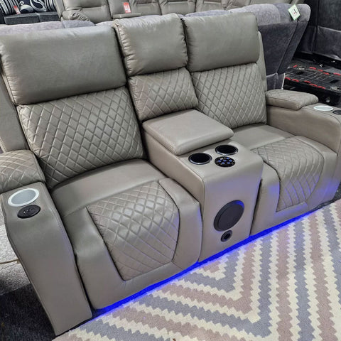 Florida Electric Recliners 3+2 Seater Leather Sofa (Black, Grey, Brown) Bluetooth Speakers/LED LIGHTS/USB Ports