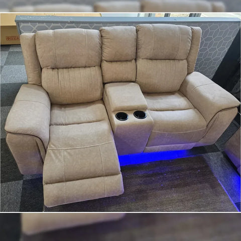 Hannah Fabric Electric Recliner Sofa 3+2 Seater Set - 3+2 Seater Sofa With Cup-Holders/LED Lights