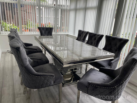 Grey Arial Dining Table With Dark Grey Majestic Chairs