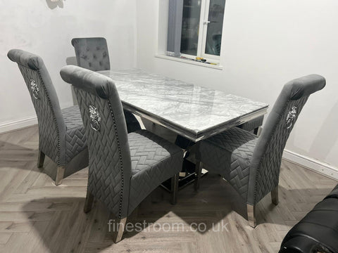Grey Arial Dining Table With DG Sofia Chairs & Majestic Bench