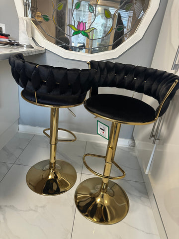 Camelia Luxury Black & Gold Bar Stool