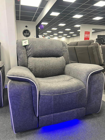 Hannah Fabric Electric Recliner Sofa 3+2 Seater Set - 3+2 Seater Sofa With Cup-Holders/LED Lights