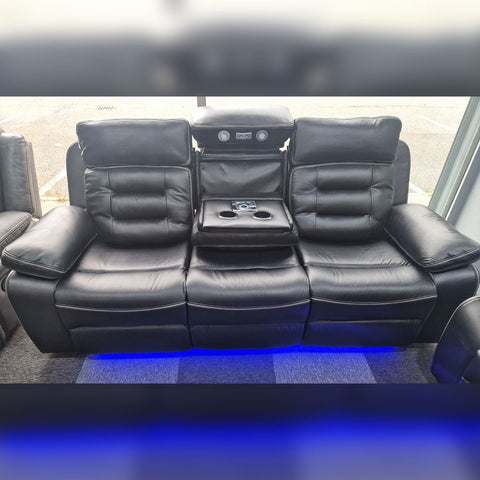 Hafsa Music Leather Electric Recliners 3+2 Seater Sofa (Black, Grey,Brown) Bluetooth Speakers/LED LIGHTS/WIRELESS CHARGER