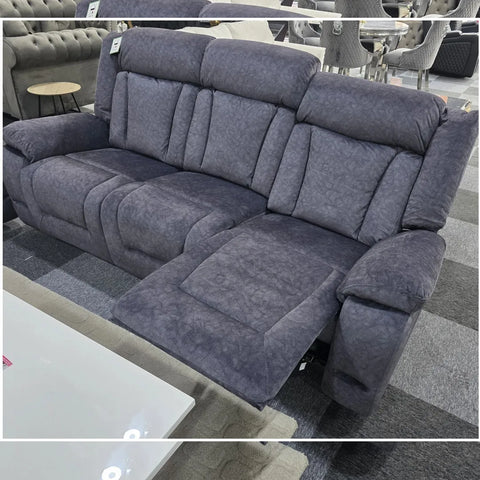 Beunis Aire 3+2 Plush Velvet Manual Recliner Sofa Set – Charcoal Dark Grey