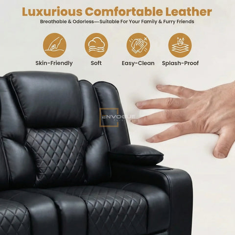 Orlando Leather Electric Recliners Sofa With Cupholders - 3+2 Seater Sofa/LED Lights/Wireless Charging/USB Charging Ports