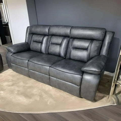 Nova Leather Electric Recliner Sofa Set – 3+2 Seater with Built-in Cup Holders & USB Ports, Elephant Grey
