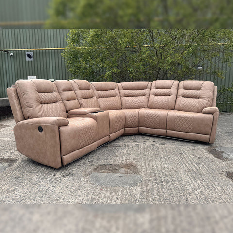 Halifax Leather Electric Recliner Corner Sofa (Black,Grey,Beige)-USB Ports/LED LIGHTS/CUP HOLDERS