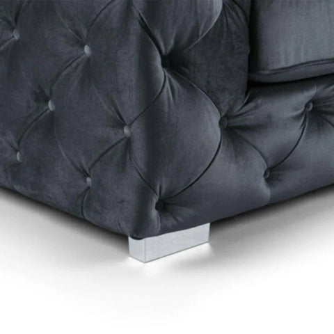 Ashton Range Chesterfield Corner Sofa Belgravia Grey Plush Velvet