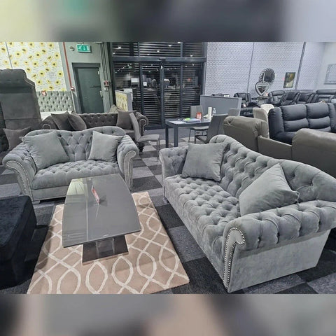 Elegance Chesterfield Sofa 3+2 GREY