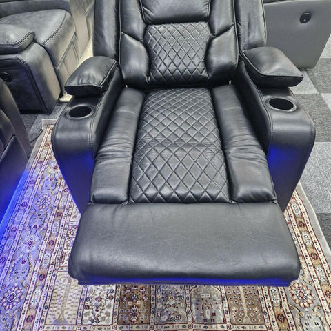 Orlando Electric Recliners Leather Arm Chair (Black, Grey,Brown) /LED LIGHTS/USB PORTS