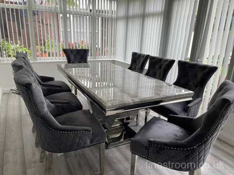 Grey Arial Dining Table With Dark Grey Majestic Chairs