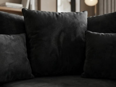 Olympia Plush Velvet Corner Sofa – Modern Button-Tufted Design with Scatter Back Cushions, Available in Grey & Black