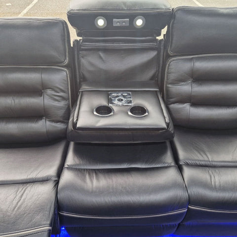 Hafsa Music Leather Electric Recliners 3+2 Seater Sofa (Black, Grey,Brown) Bluetooth Speakers/LED LIGHTS/WIRELESS CHARGER
