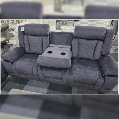 Beunis Aire 3+2 Plush Velvet Manual Recliner Sofa Set – Charcoal Dark Grey