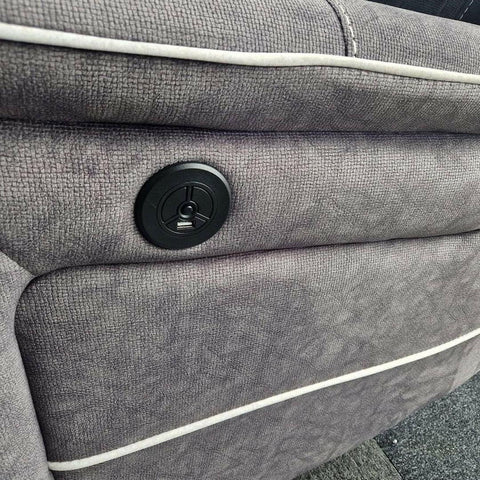 Hannah Fabric Electric Recliner Corner Sofa- Fabric Corner Sofa With - Cup Holders/LED Lights