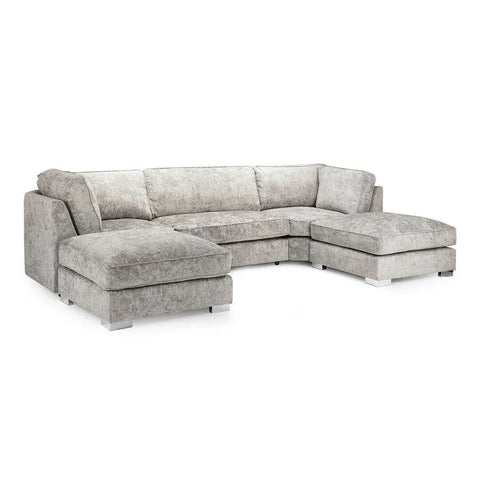 Bishop U Shape High Back Sofa Set Truffle | Premium High Back Chenille Fabric Lounge Suite | Modular Sectional Couch with Footstool