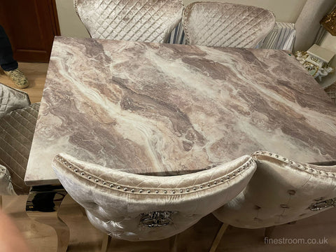 Beige Louis Dining Table With Beige Shimmer Valentino