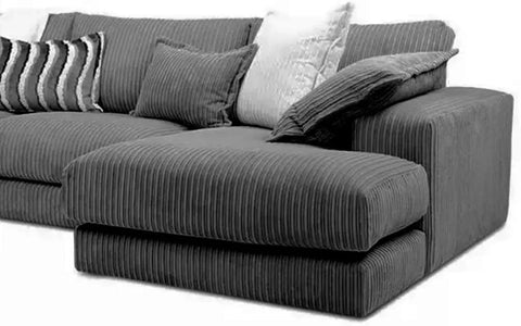 U-Shaped Jumbo Cord Fabric Sofa – Small Double-Ended Chaise Design for Living Room, Available in Black, Grey & Beige