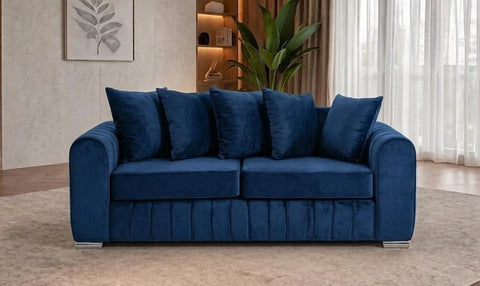 Lily Fabric Sofa Set – Modern 3+2 Seater with Plush Velvet Upholstery & Scatter Back Cushions, Available in Grey, Black, Cream & Blue
