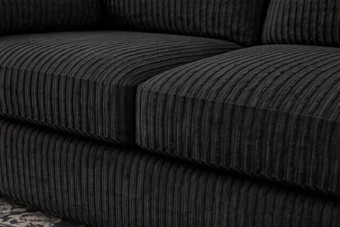 Jumbo Cord Fabric Sofa Set – Ultra Soft 3+2 Seater with Deep Cushions & Durable Wooden Frame, Available in Black, Grey & Cream