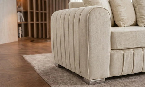 Lily Fabric Sofa Set – Modern 3+2 Seater with Plush Velvet Upholstery & Scatter Back Cushions, Available in Grey, Black, Cream & Blue