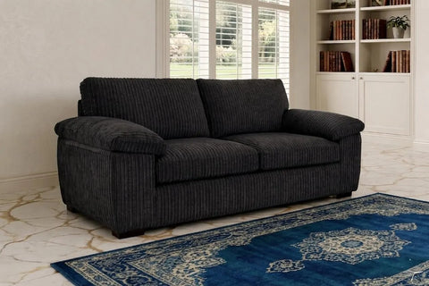 Jumbo Cord Fabric Sofa Set – Ultra Soft 3+2 Seater with Deep Cushions & Durable Wooden Frame, Available in Black, Grey & Cream