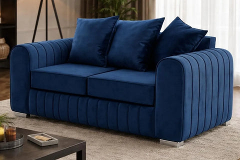 Lily Fabric Sofa Set – Modern 3+2 Seater with Plush Velvet Upholstery & Scatter Back Cushions, Available in Grey, Black, Cream & Blue