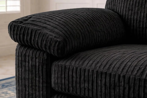 Jumbo Cord Fabric Sofa Set – Ultra Soft 3+2 Seater with Deep Cushions & Durable Wooden Frame, Available in Black, Grey & Cream